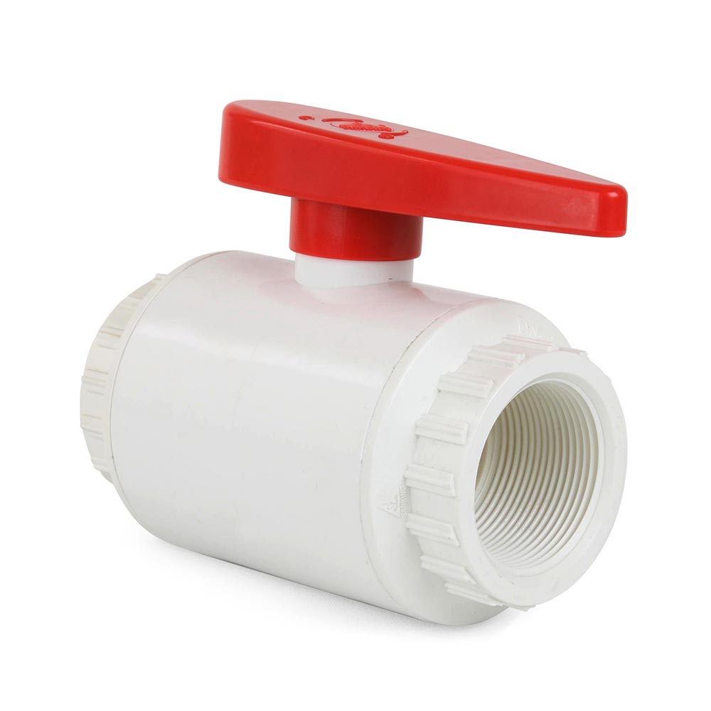Válvula de bola de PVC I 32mm I 1 pulgadas I para tomas y accesorios adhesivos I llave de paso I conector de tubería de PVC I para la construcción de piscinas y estanques I bm_003 
