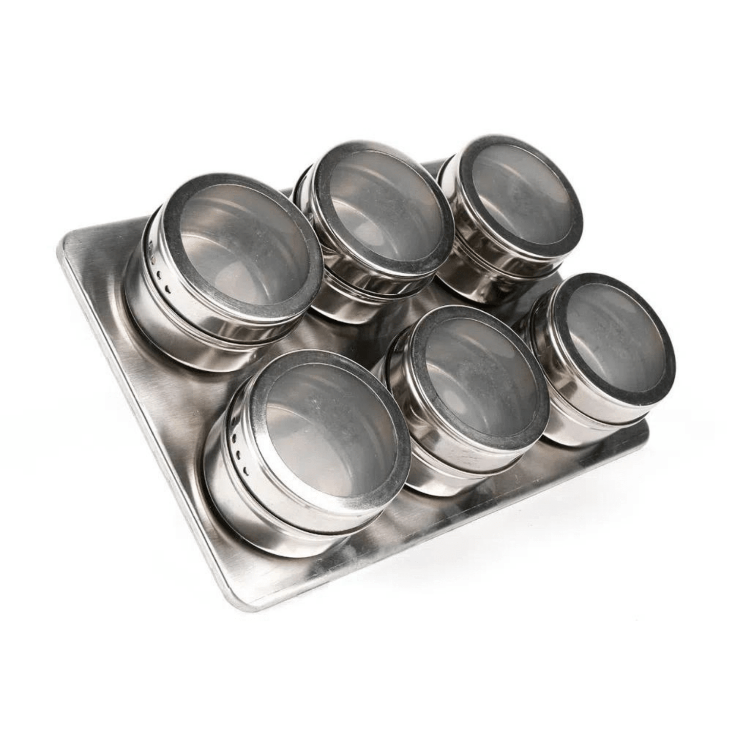 Set de Condimenteros Imantados de Acero Inoxidable de 6 Piezas