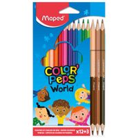 Pack MAPED Lápices Color'Peps Tonos Piel 12un + 3 Lápices
