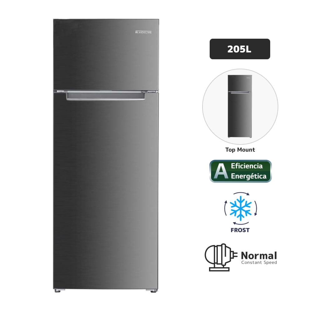 Refrigeradora BLACKLINE 205L Frost 2PN Inox