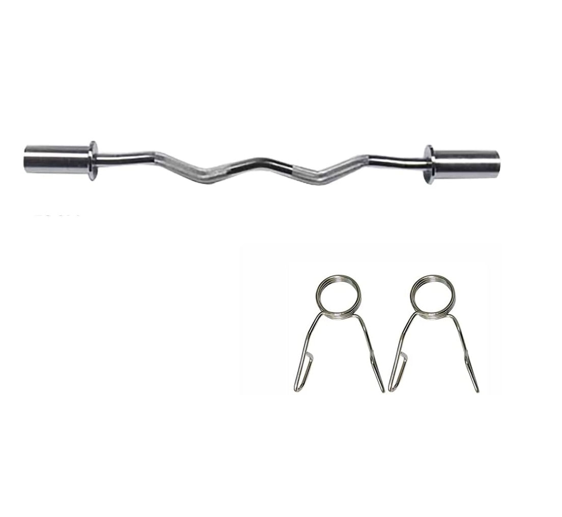 Barra Zeta Olímpica de 120cm más 2 Seguros Importados Cromados.