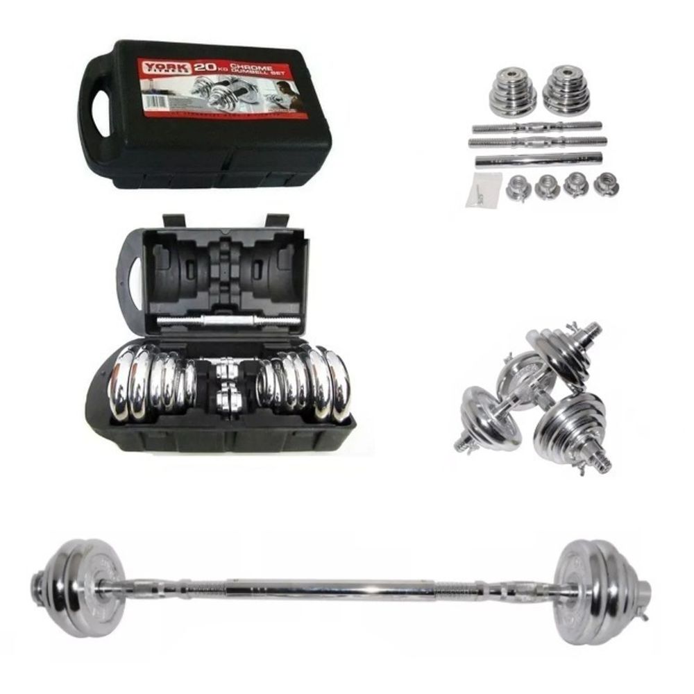 20 Kilos Pesas Maletin Set Mancuernas Cromadas Maletin De