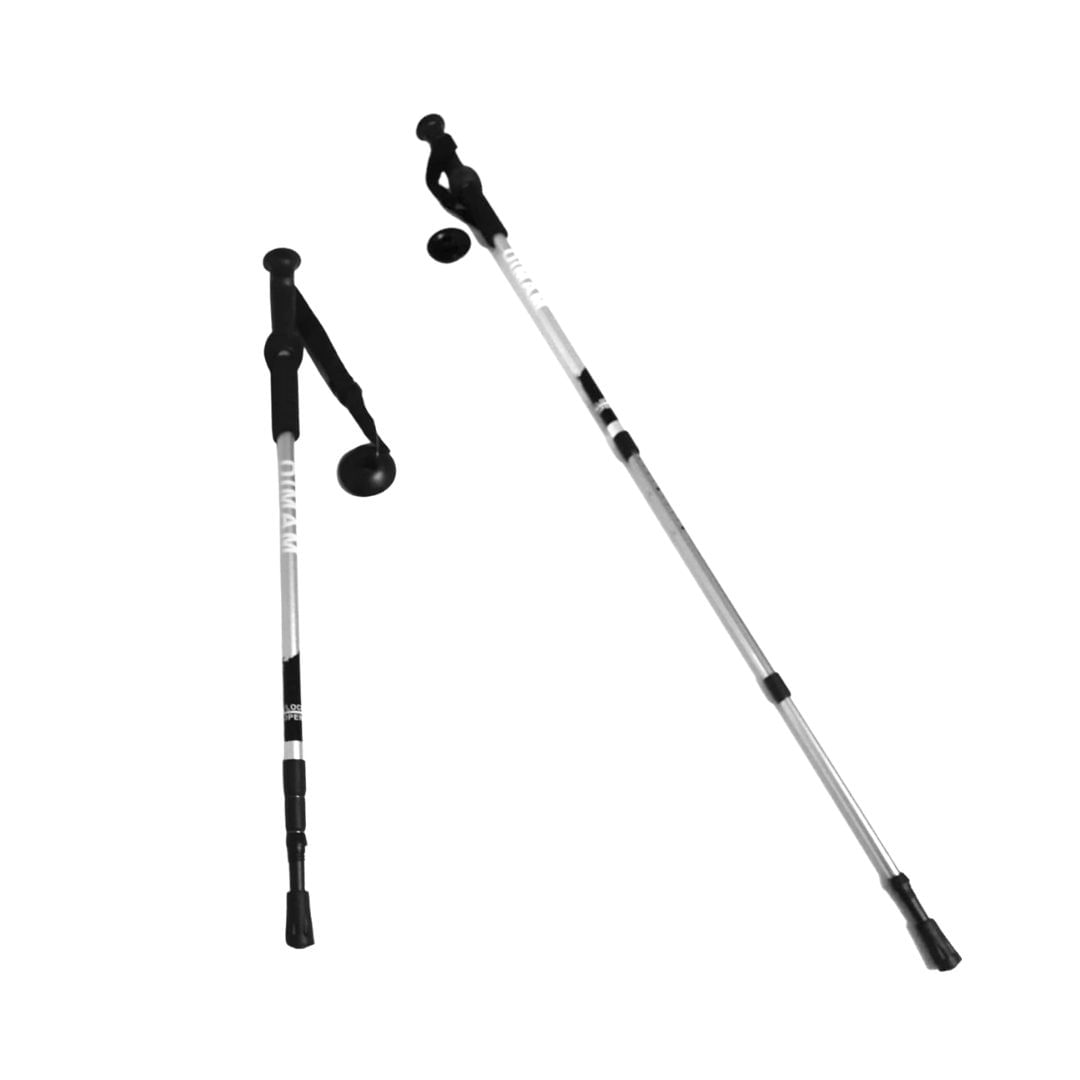 Bastón Trekking Mango Recto Con Antishock Diman C/ Roseta plateado