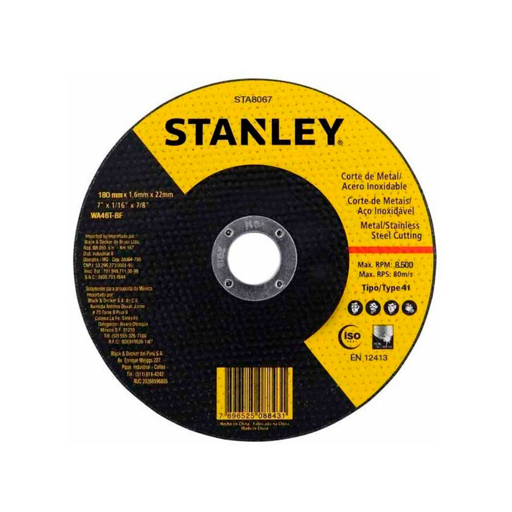 Ordenador portátil asentamiento Espolvorear Disco de corte Inox. 7"-180x1.6mm Stanley - Promart