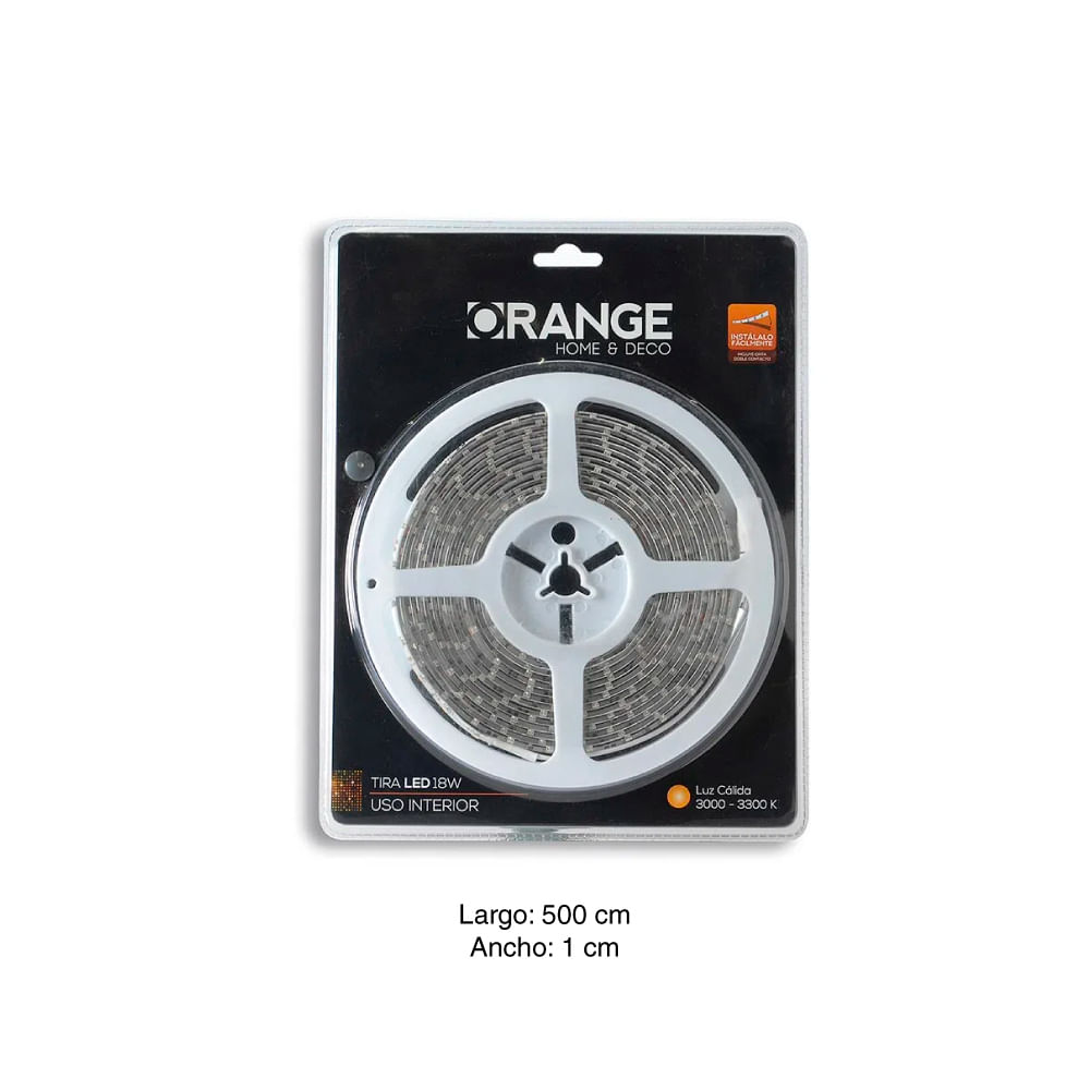 tira de luces led 18w luz calida 5 metros