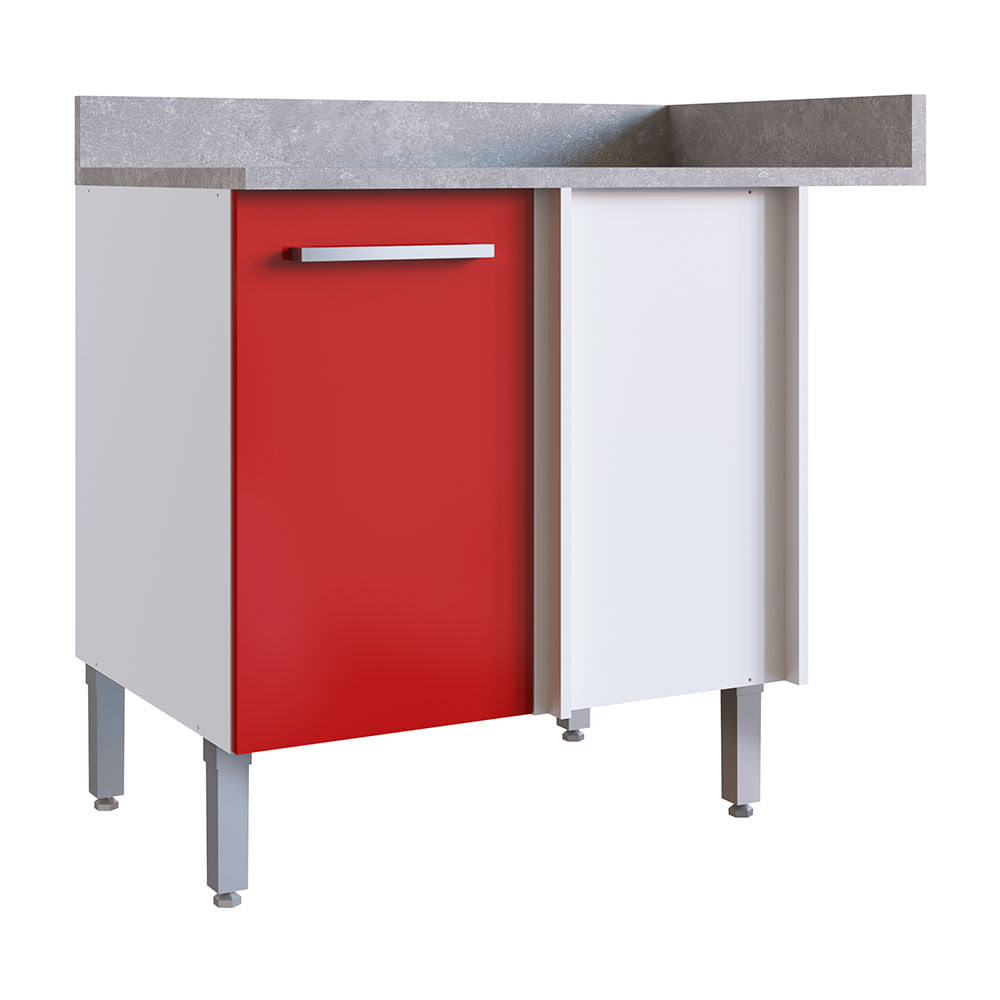 Módulo esquinero bajo de cocina Lunar Rojo Orange