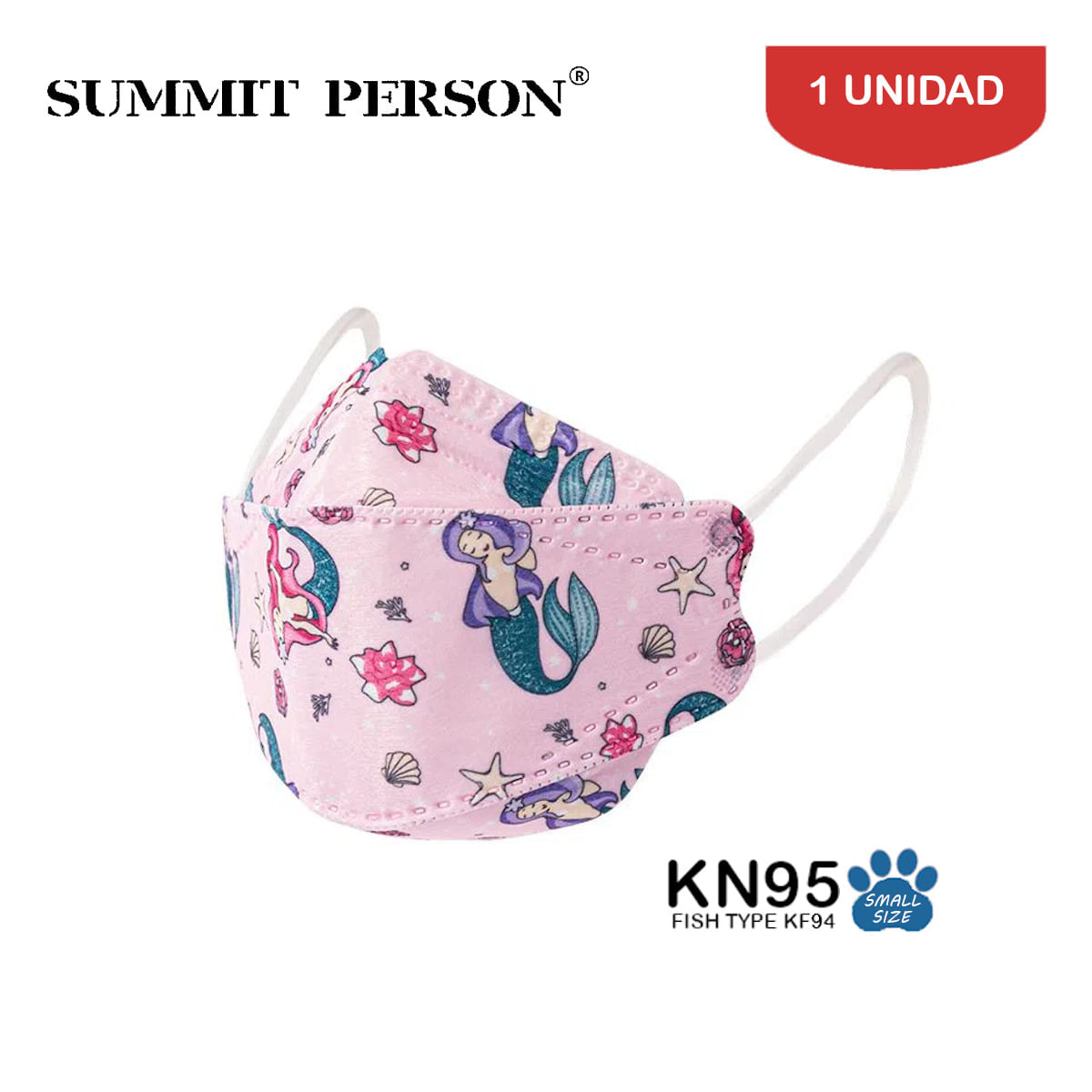 Mascarilla KN95 Summit Person Fish Type Niña Diseño Sirenas 1 Unidad