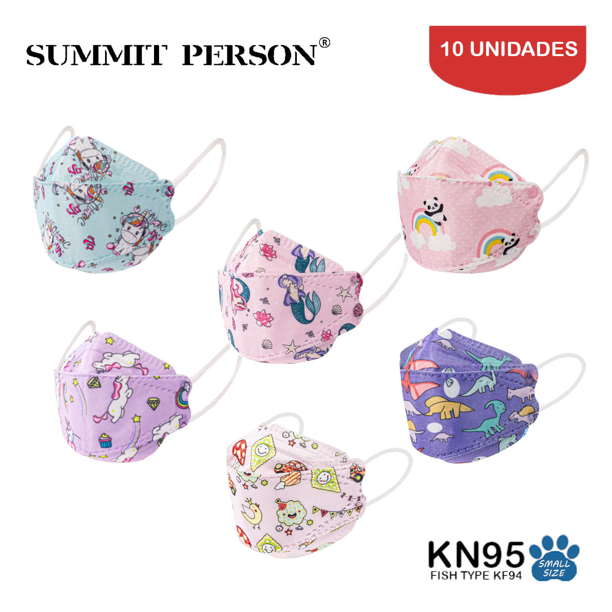 Mascarilla KN95 Summit Person Fish Type Niña MIX Caja*10und