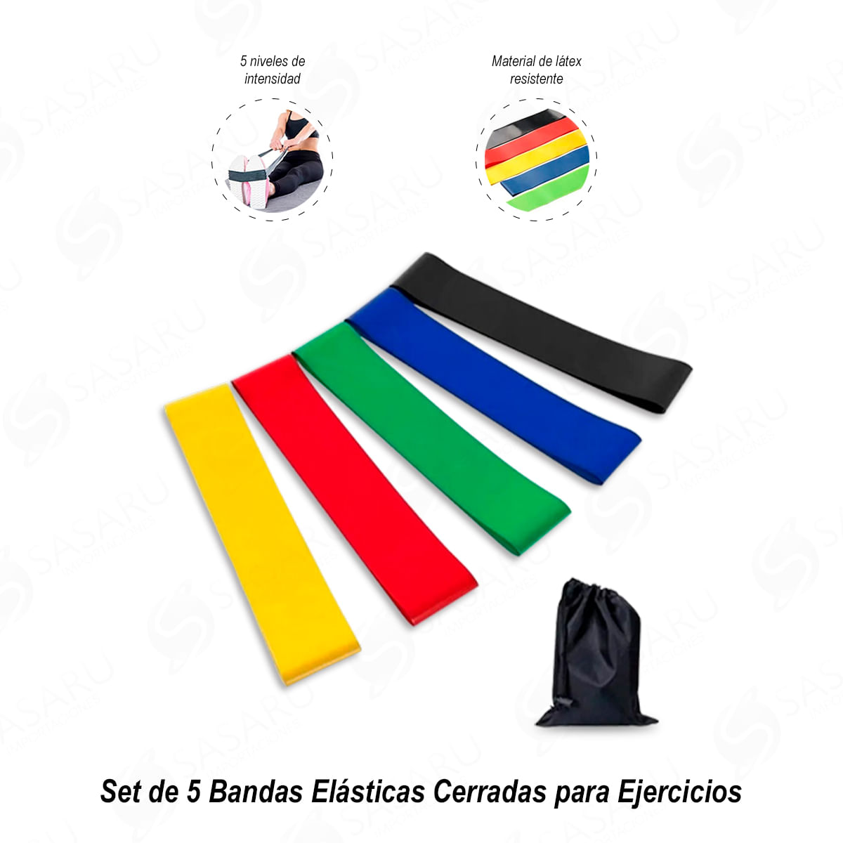 Set de 5 Bandas Elásticas Cerradas para Ejercicios