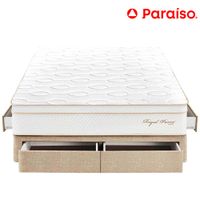 Cama Box Tarima 4 Cajones PARAISO Royal Prince Champagne Queen + 2 Almohadas Viscoelásticas