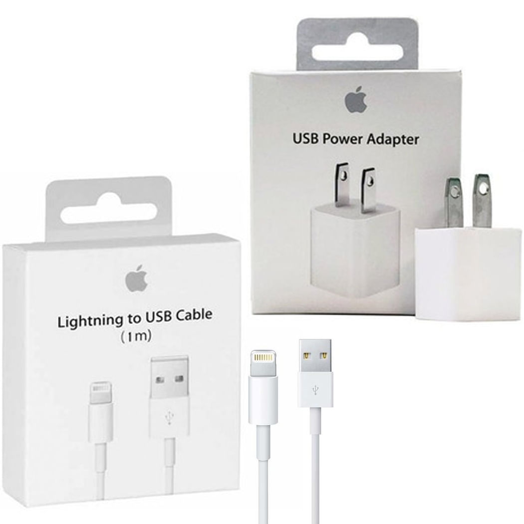 Cargador 5W Power Adapter + Cable 1M Lightning para iPhone Blanco