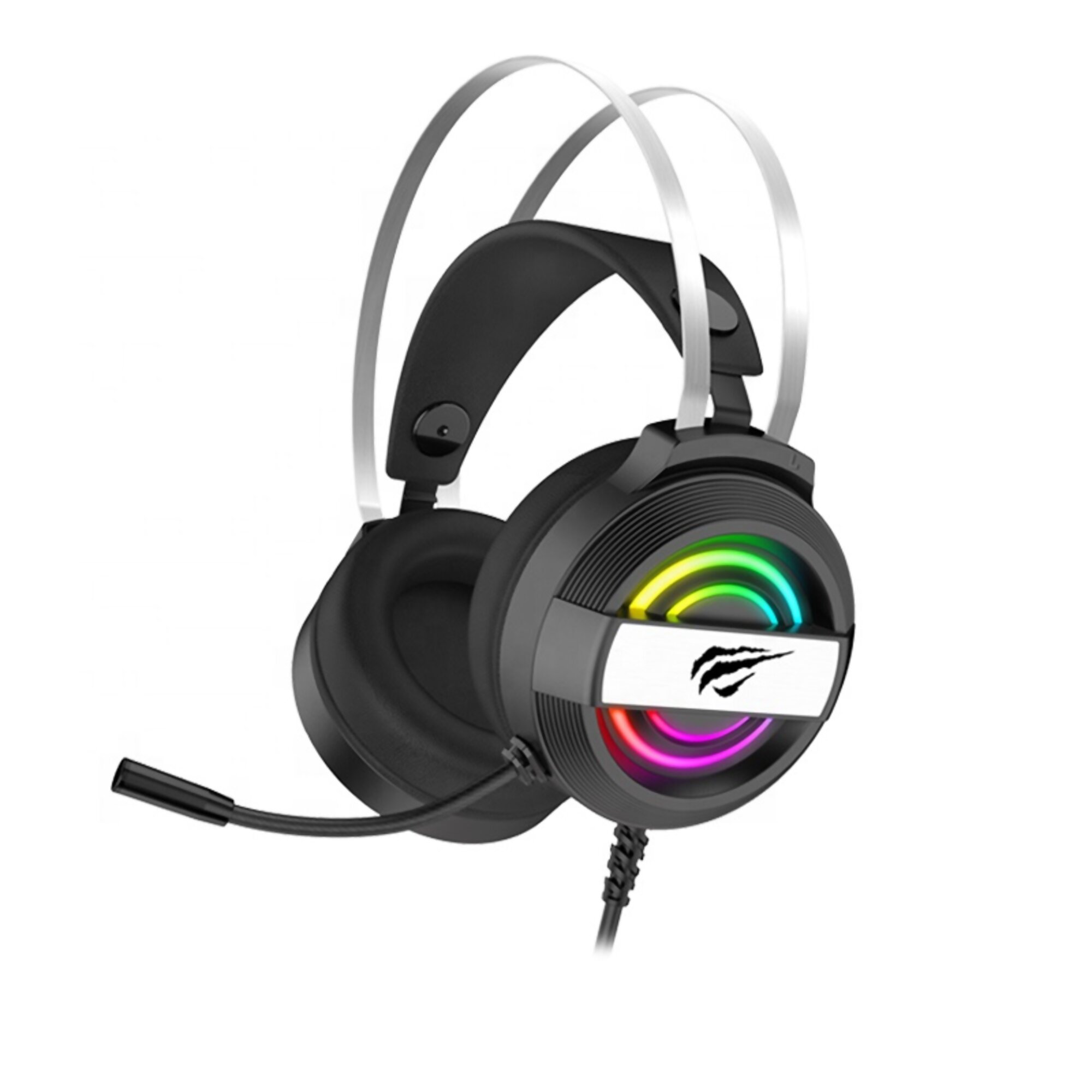 Audífono Gamer RGB GAMENOTE HAVIT H2026D con banda p/ la cabeza cable de 3,5 mm y micrófono, c/Negro