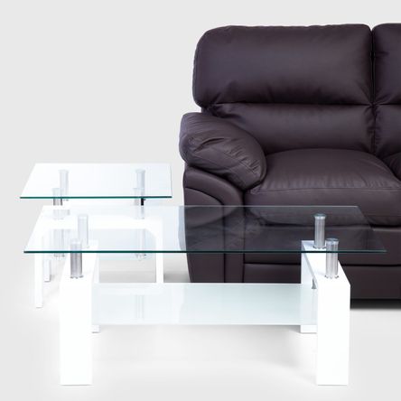 Juego de Mesa de Centro + Mesa de Lado Blanco Juego de Mesa de Centro + Mesa de Lado Blanco