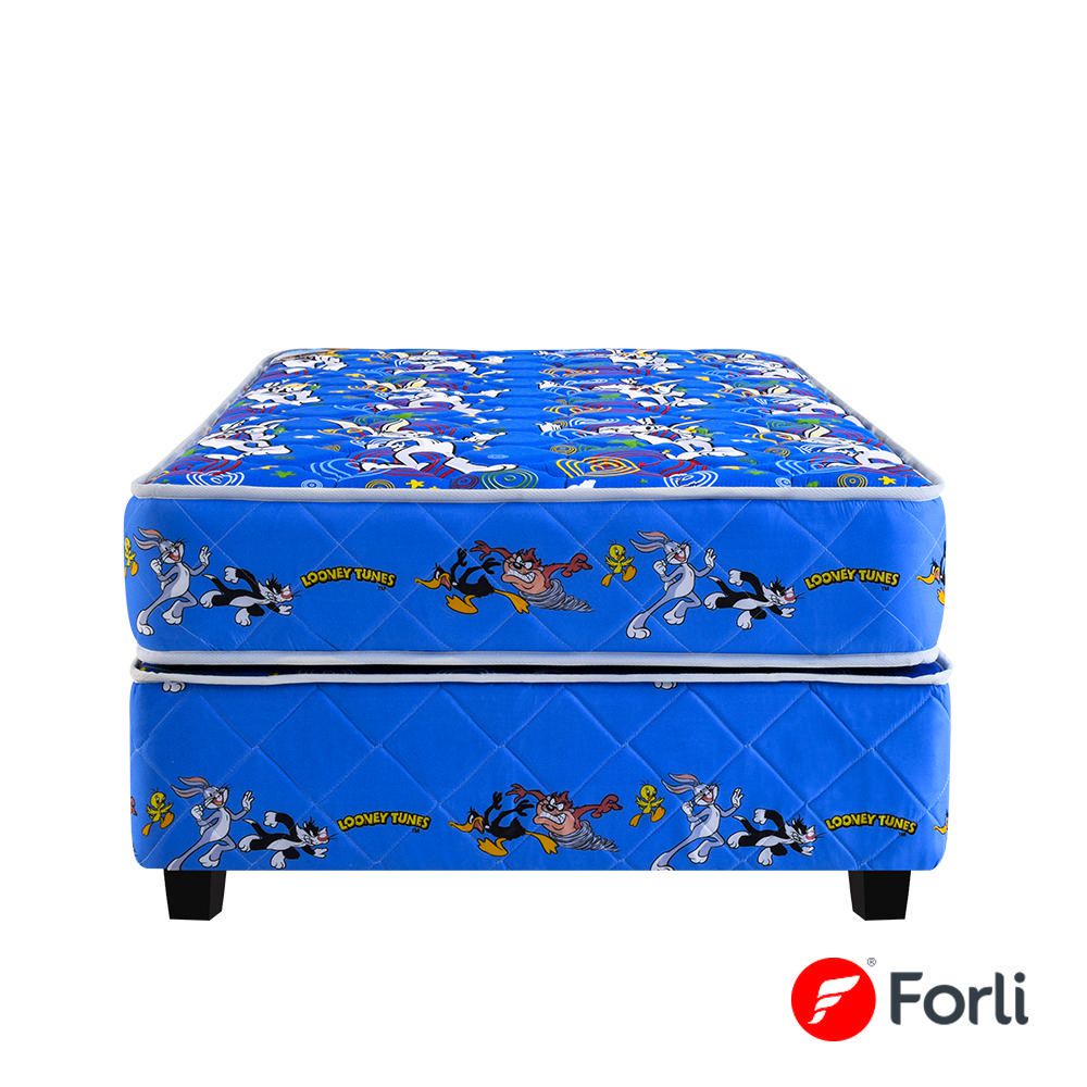 Cama Americana Forli Looney Tunes Azul 1.5 Plazas + 1 Almohada + 1 Protector Cama Americana Forli Looney Tunes Azul 1.5 Plazas + 1 Almohada + 1 Protector