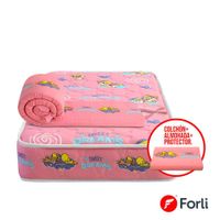 Pack Colchón Cuna + Protector de Cuna Baby Niña + 01 almohada Looney