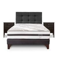 Dormitorio Europeo Driven 2 Plazas Issey Grafito + 2 Veladores Issey + 2 Almohadas Memory Max
