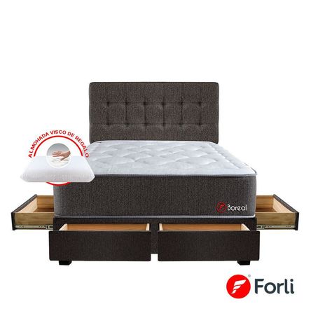 Juego de Dormitorio Forli Boreal Pocket 4 Cajones Queen + Cabecera