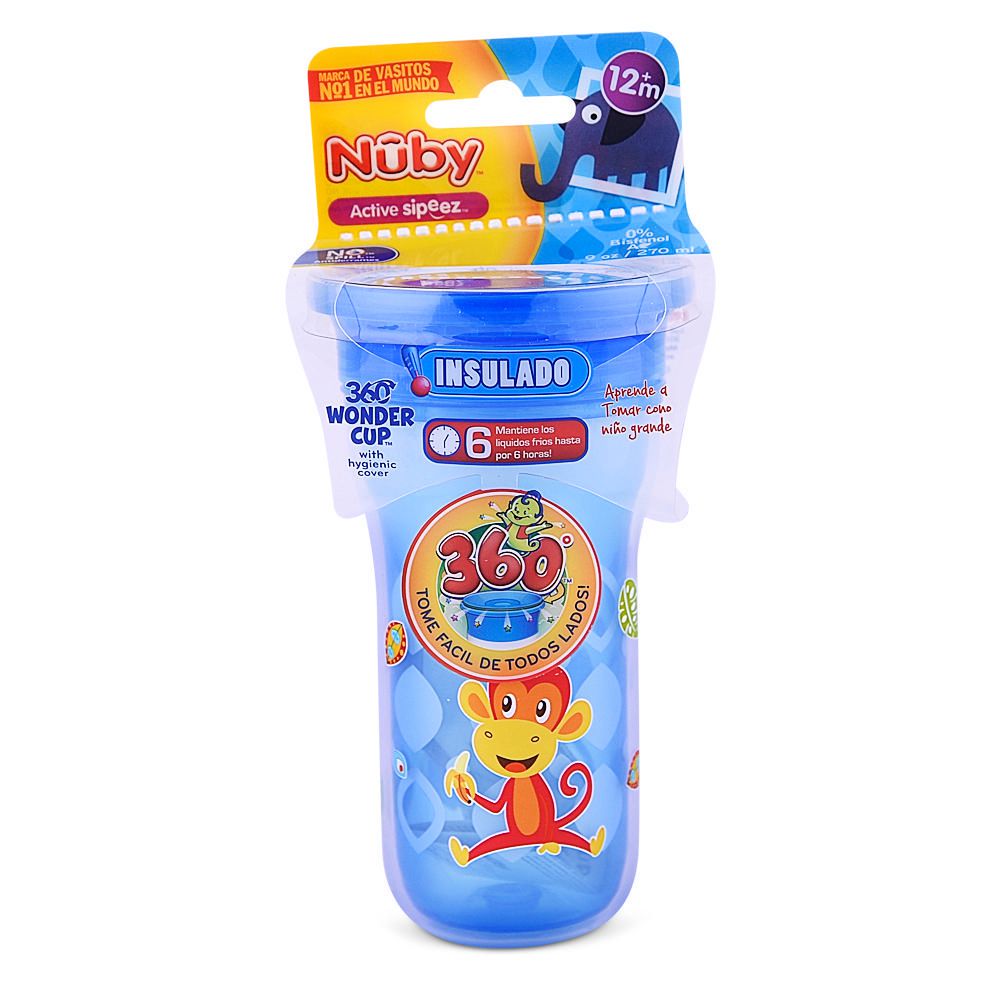 Nuby Vaso Insulado Antiderrame 360° 9Oz Mono Azul Nuby Vaso Insulado Antiderrame 360° 9Oz Mono Azul