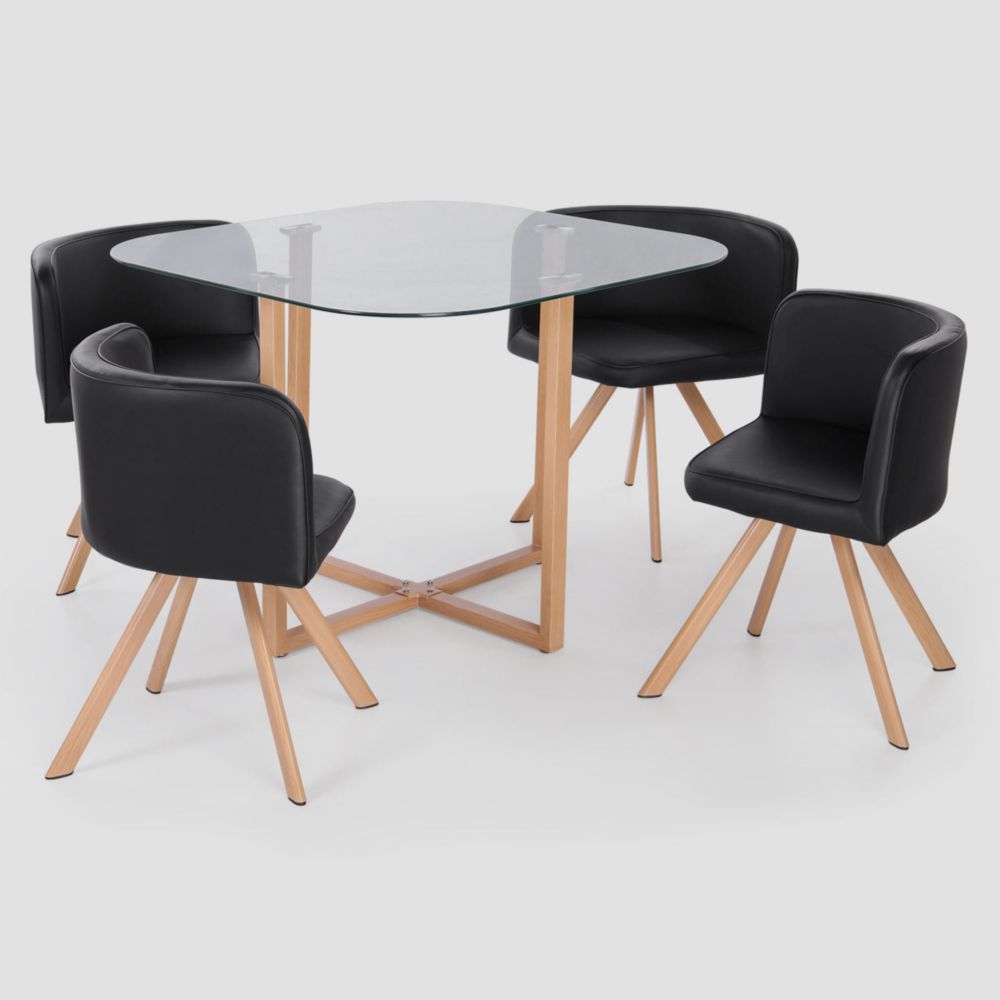 Juego de Comedor Ahorra Espacio 4 Sillas Negro Juego de Comedor Ahorra Espacio 4 Sillas Negro