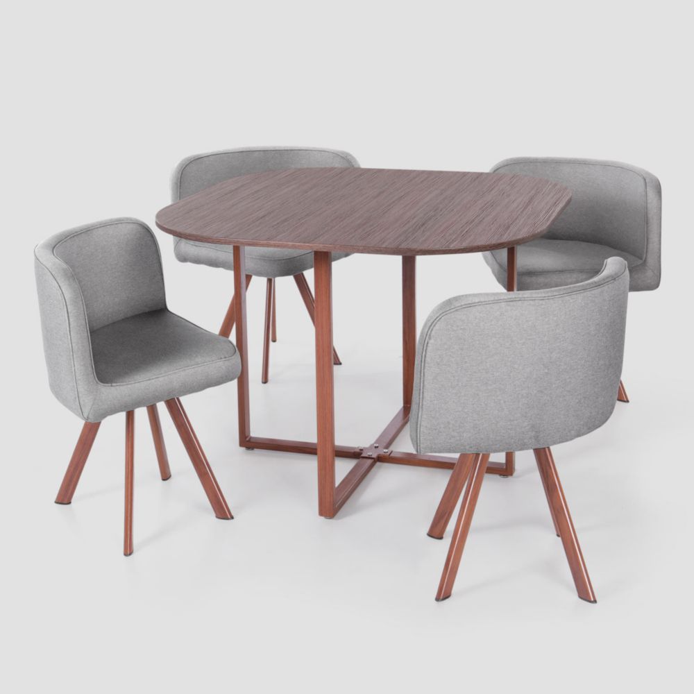 Juego de Comedor Ahorra Espacio 4 Sillas Gris Juego de Comedor Ahorra Espacio 4 Sillas Gris
