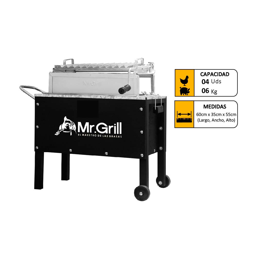 Caja china mediana Jr Premium + Parrilla con regulador Mr Grill