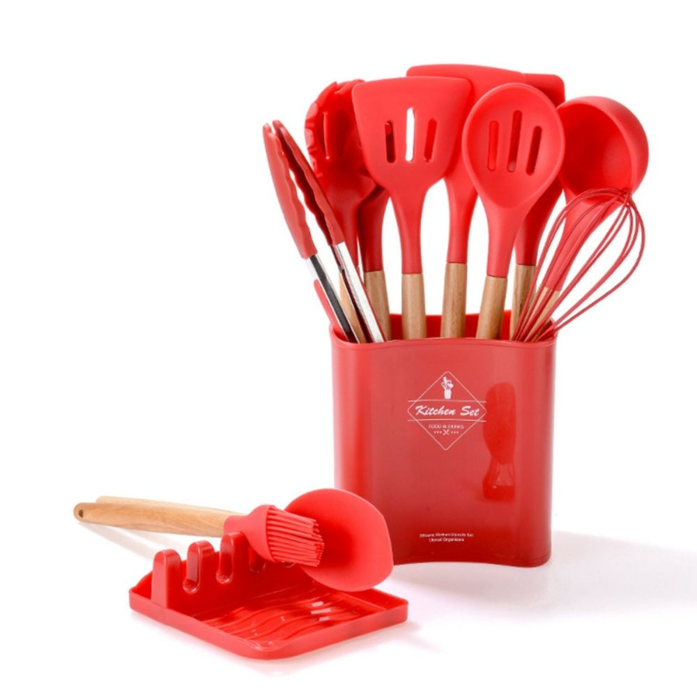 Set de Utensilios de Silicona Cucharones Espátula Pinza Color Blanco -  Promart