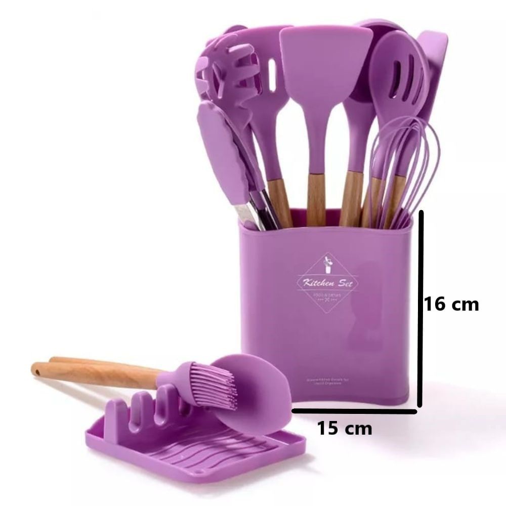 Set de Utensilios de Silicona Cucharones Espátula Pinza Color Blanco -  Promart