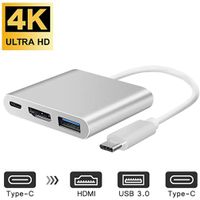 Adaptador Tipo C 3.1 a HDMI, USB 3.0 y Tipo C para Mac, Win, Android