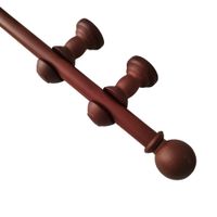 Pack Cortinero Simple Madera Aura 200cm Bola Color Caoba