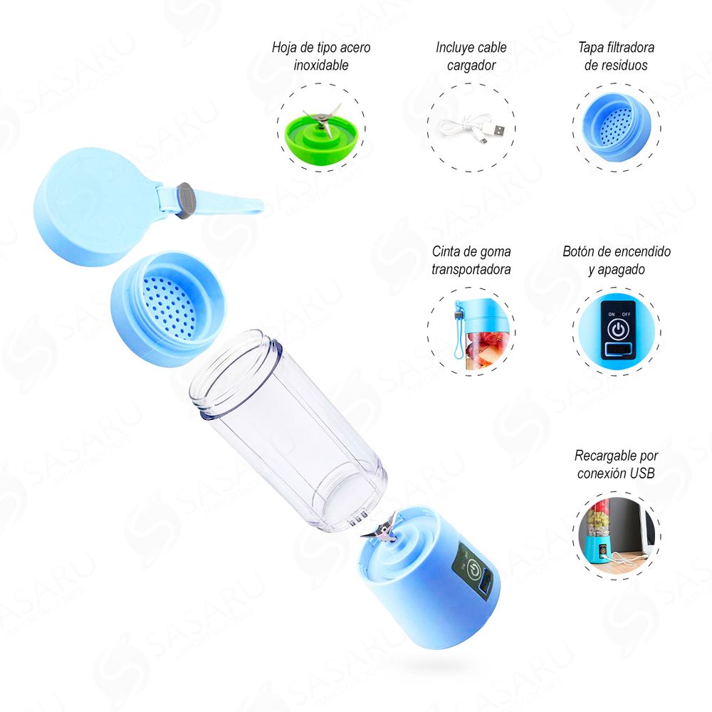 Licuadora Portátil para Batidos Recargable con Cable Usb - Promart