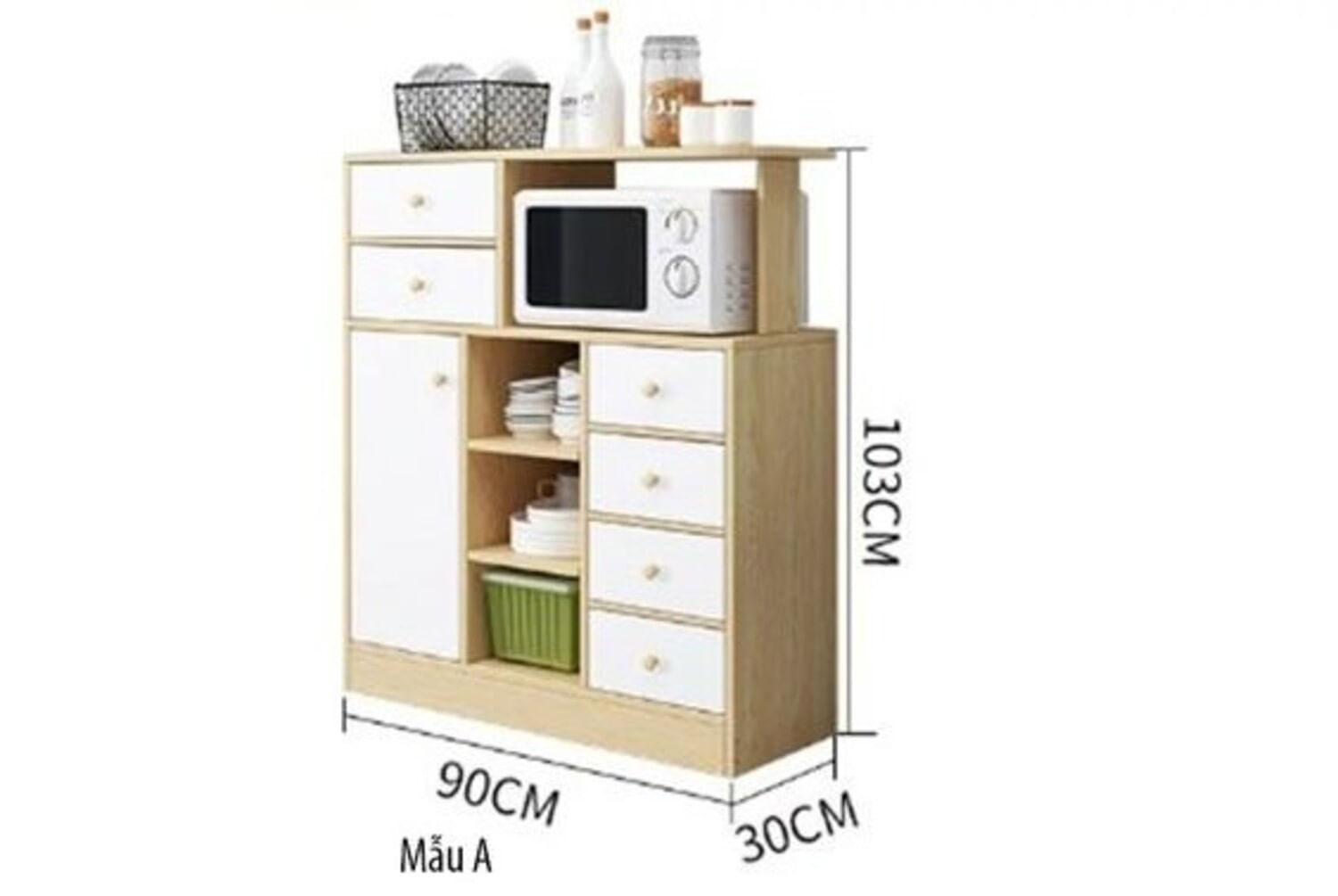 Mueble de Cocina Multiusos con RepisasColor Blanco/Duna