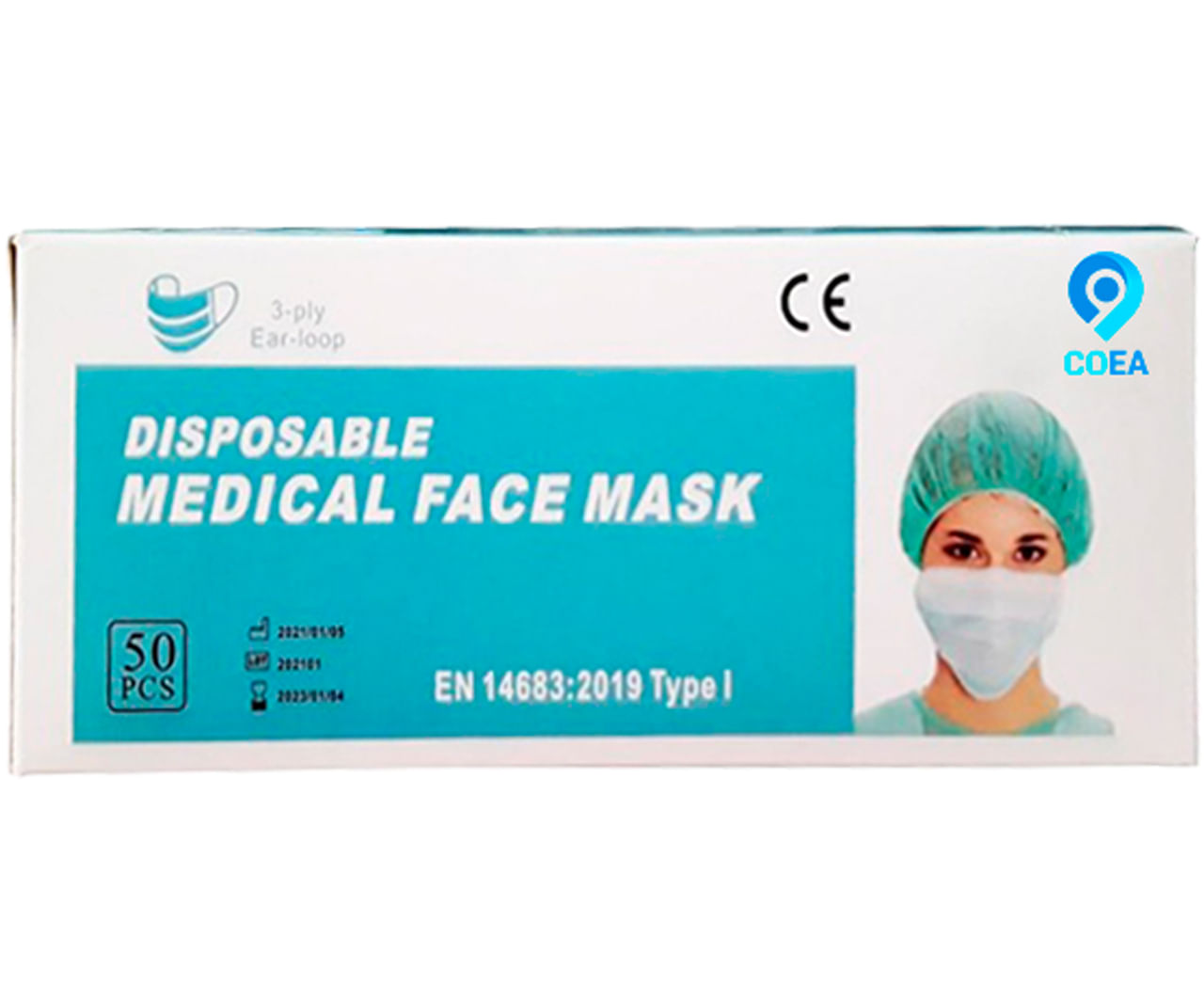 Mascarilla Face Mask Quirúrgica 3 Pliegues Celeste x 50 Unidades