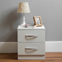 Mesa de Noche Velador Mazziel 2 Cajones Ventitaspe Color Blanco