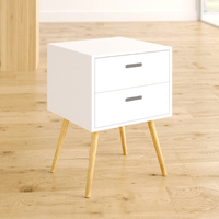 Mesa de Noche Velador Vintage Stacy 2 Cajones Ventitaspe Color Blanco