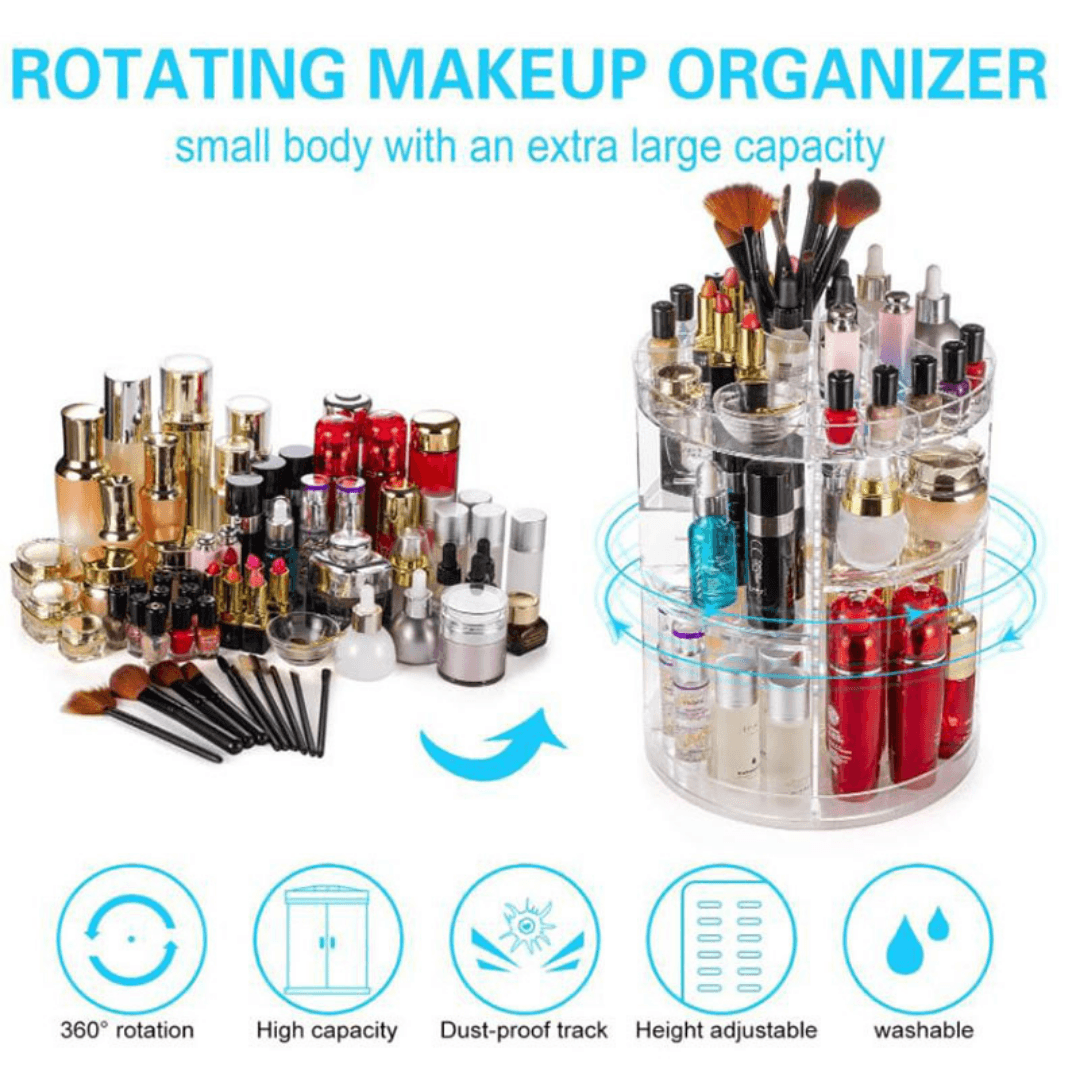 Organizador Acrílico Giratorio 360 grados para Maquillaje Cosméticos