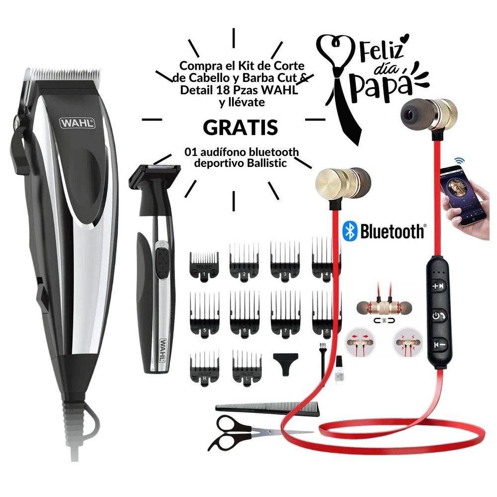 Maquina de Cortar Cabello Wahl Cut y Detail 18 Piezas