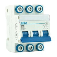 Interruptor Termomagnético Trifásico Sica 15A Tecnología Alemana Tipo Riel