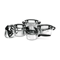 Juego de Ollas de Acero Inoxidable Record Capriccio Plata con Fondo Difusor Encapsulado