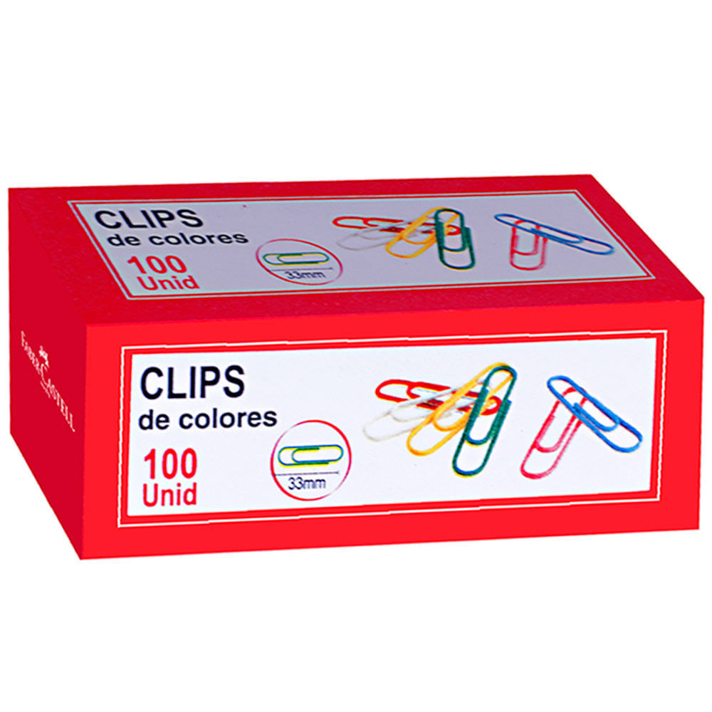 Clips de Colores FABER CASTELL PCU-034 Cajita 33mm