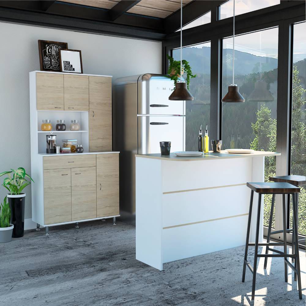 Mueble Auxiliar de Cocina para Microondas Danés color Blanco R&R MUEBLES