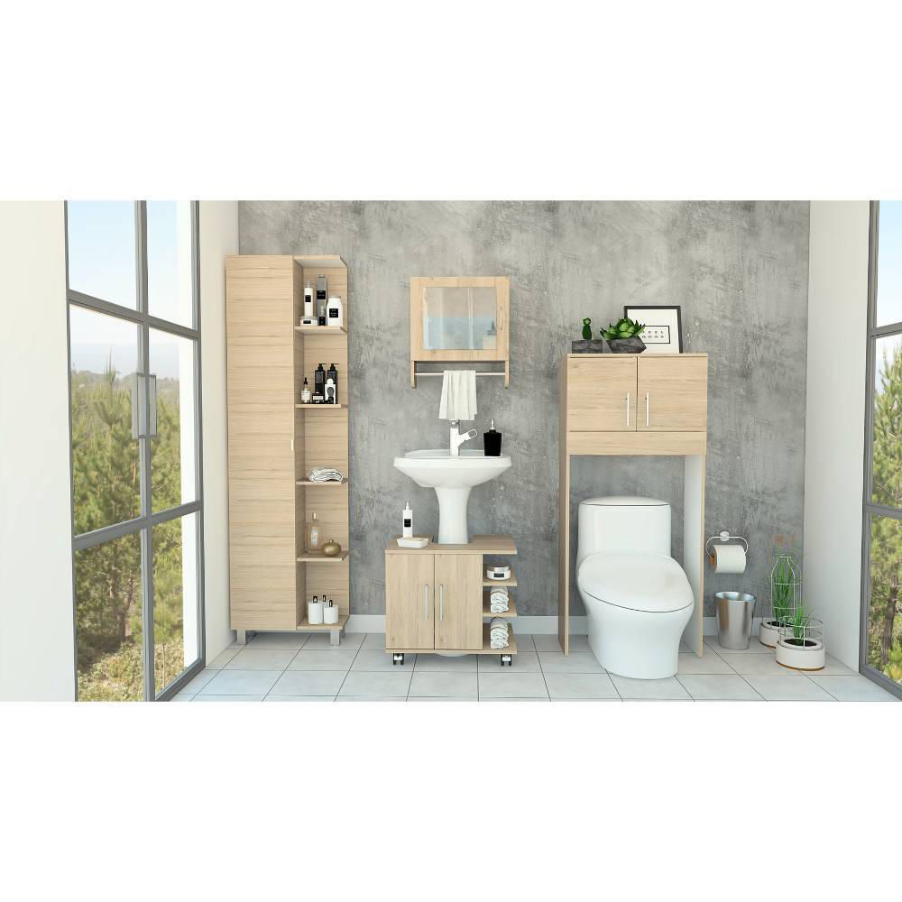 Botiquin + Optimizador Lavamanos + Baño + Mueble Bath300 - Rovere / Blanco
