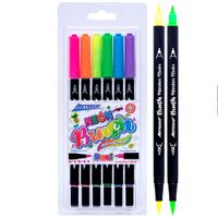Marcador ARTESCO Dual Brush Neon Blíster 6un