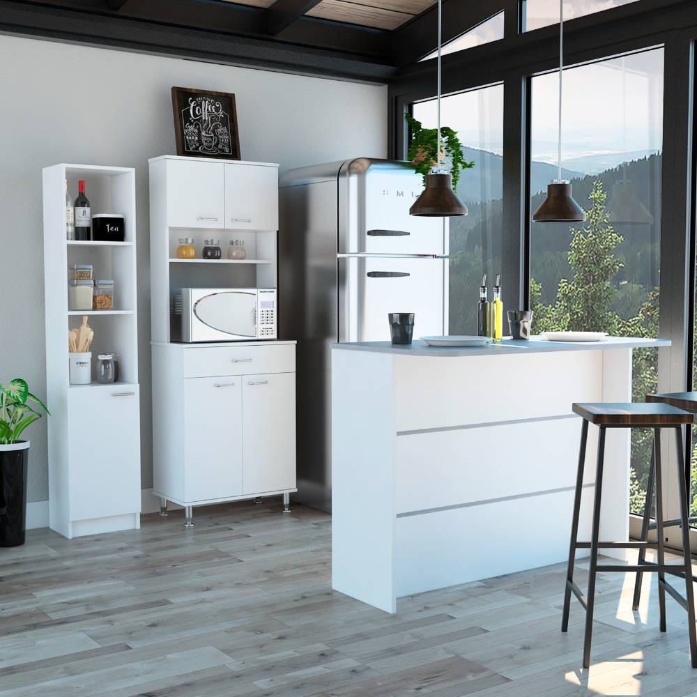 Combo Kitchen 27 Mueble Cocina 60 + Barra De Cocina + Optimizador - Blanco