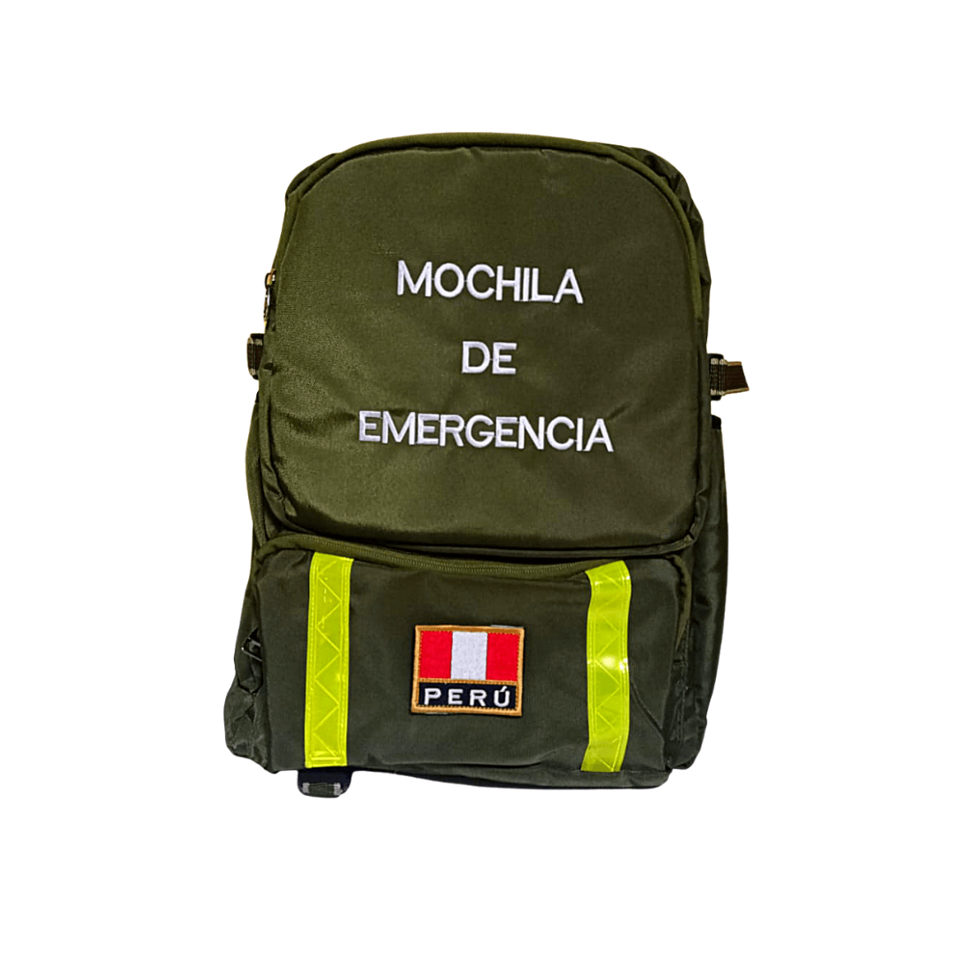 Mochilas De Emergencia Tela Nylon Con Cinta Reflectiva Verde