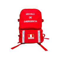 Mochilas De Emergencia Tela Nylon Con Cinta Reflectiva Rojo
