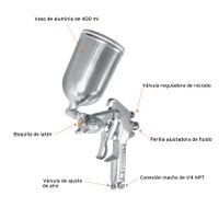 Pistola para Pintar Gravedad LVMP Vaso Aluminio, 1.4 mm, Truper