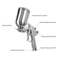 Pistola para Pintar Gravedad LVMP Vaso Aluminio, 2 mm, Truper