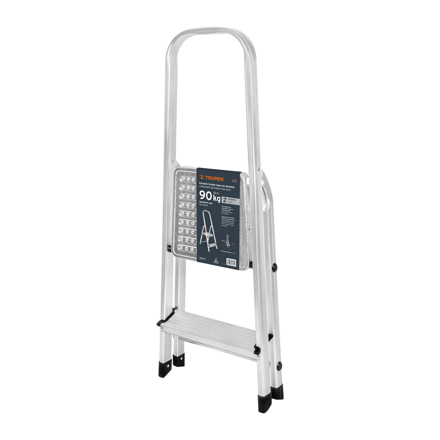 Escalera Tubular Plegable 2 Peldaños Aluminio Truper Cod. 16763