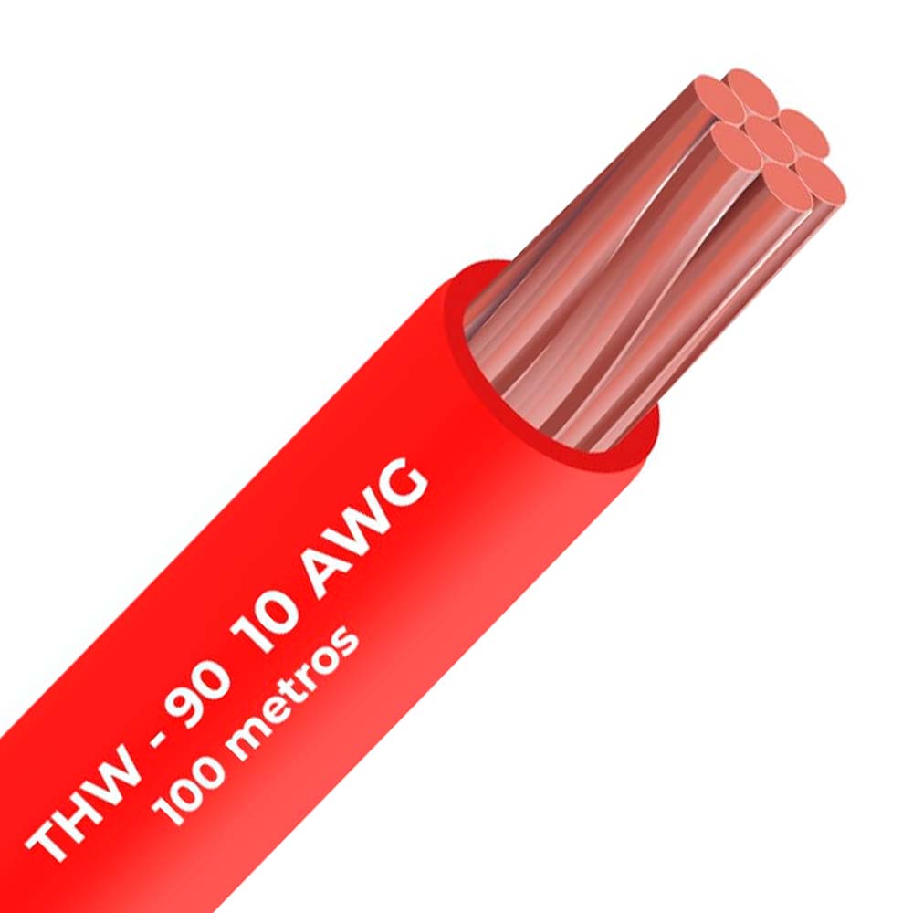 Cable THW-90 450/750 V 10 AWG Celsa Rojo 100m