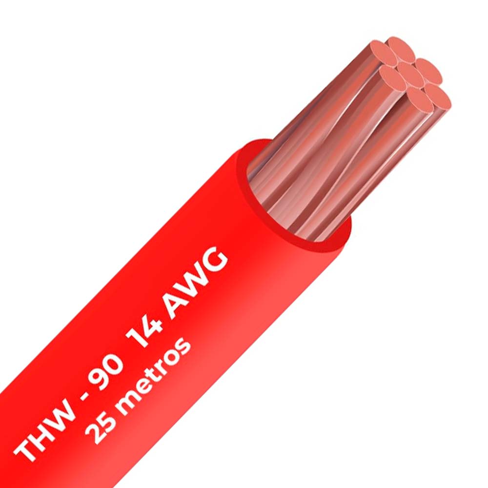 Cable THW-90 450/750 V 14 AWG Celsa rojo 25m
